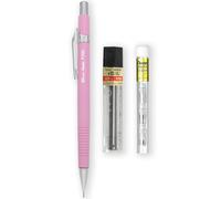 Pentel P205-97C - Portaminas mecánico automático, gama floral pastel, individual + 12 minas de recambio Hi-Polymer HB de 0,5 mm + tubo de 4 recambios de borrador Z2-1N (rosa pastel)