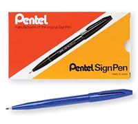 Pentel Pentel - Bolígrafo con punta de fibra, tinta azul, caja de 12 (S520-C)