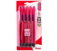 Pentel Pink BCA RSVP Razzle-Dazzle (1.0mm) Medium Line Black Ink Pack of 5 (BK91RDBP5P)
