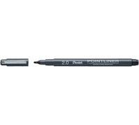 Pentel Pointliner Calligraphy S20P-C20A - Rotulador de punta fina (punta de caligrafía, resistente al agua y a la luz, 2,0 mm, 1 unidad), color negro