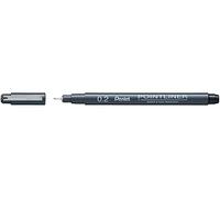 Pentel Pointliner 0,2 mm, color negro, paquete de 12