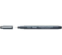 Pentel Pointliner S20P-2A - Rotulador de punta fina (resistente al agua y a la luz, 0,2 mm, 1 unidad), color negro