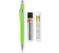 Pentel Portaminas automáticas P205-97C - Rango fluorescente - Individual + 12 minas de recambio HB de alto polímero de 0,5 mm + tubo de recambio de borrador Z2-1N (verde fluorescente)