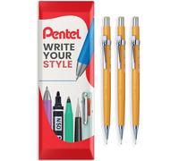 Pentel Portaminas automático serie P200, paquete de 3 lápices HB, en embalaje de almohada (P209 (0,9 mm)