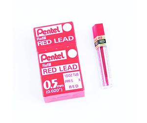 Pentel PPR Cajas de 12 cables de recarga rojos para lápices mecánicos de 0,5 mm