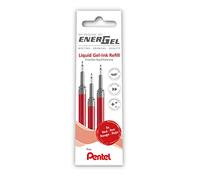 Pentel Recarga LRN5-3B para bolígrafo EnerGel 0.5 Ball = 0,25 mm, punta de aguja, 3 unidades, color rojo