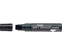 Pentel Rotulador de tiza SMW56-A, borrado en húmedo, punta biselada de 3,5-10,5 mm, negro, 6 x 300 g