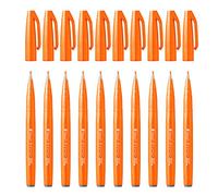 Pentel - Rotulador Pentel Touch con punta de pincel. Color naranja. - Pack de 10