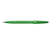 Pentel Bolígrafo de fibra SES15C-D con punta flexible tipo pincel, verde, paquete de 10 unidades