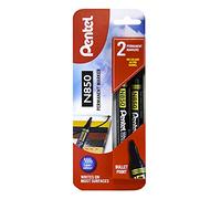 Pentel - rotulador permanente de punta gruesa, color negro Pack de 2