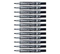 Pentel Rotuladores para pizarra blanca MWL5SBF-AX Maxiflo Flex-Feel, 12 unidades, color negro.