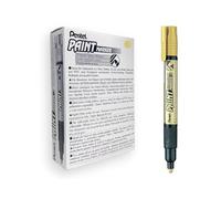 Pentel Rotuladores permanentes MMP20-XO de punta redonda de 2,0 mm, paquete de 12 unidades, color dorado.