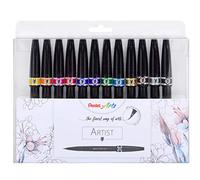 Pentel Rotuladores Punta de Pincel Estuche con 12 rotuladores - Brush Sign Pen Artist para Lettering