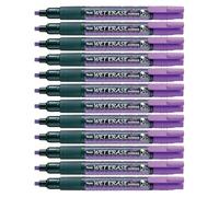 Pentel Rotuladores SMW26-VO de borrado en húmedo, tipo tiza, con punta biselada, paquete de 12 unidades, color violeta.