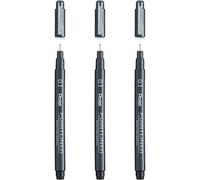 Pentel S20P Pointliner Pigment Liner - Bolígrafo de punta fina para dibujo técnico - 0,1 mm - tinta negra - Paquete de 3