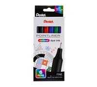 Pentel S40 Pointliner - Bolígrafo de escritura fina con tinta de tinte de color, línea de 0,4 mm, colores surtidos (6 unidades)