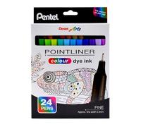 Pentel S40 Pointliner - Bolígrafo de escritura fina con tinta de tinte de color, línea de 0,4 mm, colores surtidos (24 unidades)