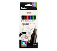 Pentel S40 Pointliner - Bolígrafo de escritura fina con tinta de tinte de color, línea de 0,4 mm, colores surtidos (6 unidades)