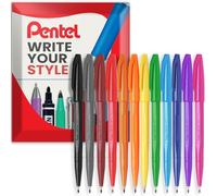 Pentel S520 - Rotuladores de punta fina con punta de fibra, punta de 2 mm, línea de 1 mm, en paquete de regalo (12 unidades)