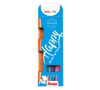 Pentel SES15-4COL - Estuche rotulador punta pincel 4 colores fantasía, Azul 1 un