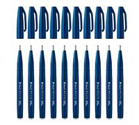 Pentel SES15C-12 - Bolígrafo de punta de fibra tipo pincel, color azul oscuro - Pack de 10