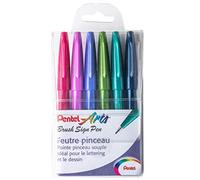Pentel SES15C-12 - Bolígrafo de punta de fibra tipo pincel, color Trend. Pochette de 6