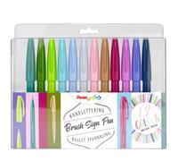 Pentel SES15C Brush Sign Pen rotulador punta fibra flexible, 12 unidades