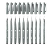 Pentel - Rotulador Pentel Touch con punta de pincel. Color gris. - Pack de 10