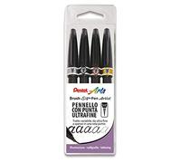 Pentel SESF30C Brush Sign Pen Artist punta de pincel extra fina bolsillo 4 unidades (negro, gris, marrón, ocre)