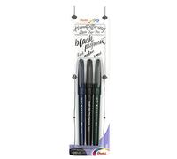 Pentel SESP15 Brush Sign Pen Pigment - Rotulador de punta de fibra flexible, tinta negra de pigmentos, para caligrafía, letras e ilustraciones, punta fina, media, ancha