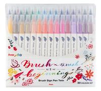 Pentel SESW30C-30 Brush Sign Pen Twin, juego de rotuladores de 30 colores con dos puntas flexibles, tinta a base de agua, surtidos, 1 unidad (30 unidades)