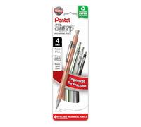 Pentel Sharp - Portaminas metálico (0.7 mm), línea media, barriles de colores surtidos, paquete de 4 (P207MPF4M)