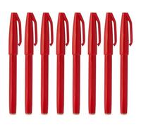 Pentel Sign Pen S520 - Rotuladores de punta de fibra (punta de 2 mm, 1 mm de ancho, 8 unidades), color rojo