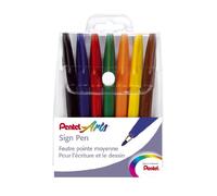 Pentel Sign Pen S527 - Juego de rotuladores (7 unidades, punta sintética, varios colores)