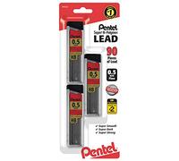 Pentel® Super Hi-Polymer® Minas de 0,5 mm, HB, 30 minas por tubo, paquete de 3 tubos