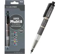 Pentel Super Multi 8 XPH803ST - Bolígrafo multifunción 8 en 1 con minas de repuesto y sacapuntas, fabricado en Japón