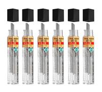 Pentel Super Polymer - Minas de repuesto para lápices automáticos y mecánicos (6 unidades, 0,5 mm, B)