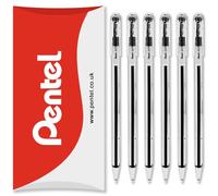 Pentel Negro Excelente Bolígrafo Bolígrafos 0.7mm Punta de Pluma 0.25mm Line Ancho Línea Fina Tinta Recargable Bk77 (Paquete de 6) - Negro, Pack Of 6