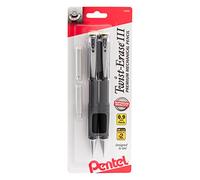 Pentel Twist-Erase III - Lápiz automático con 2 recambios de borrador, 0.9 mm, barriles surtidos, paquete de 2 (QE519BP2-K6)