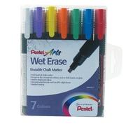 Pentel Wet Erase - Juego de rotuladores para pizarra (7 unidades, tamaño grande,