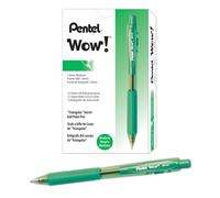 Pentel Wow! Retractable Ballpoint Pens (1.0mm) Medium Line Green Ink Box of 12 (BK440-D)