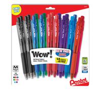 Pentel WOW! Retractable Ballpoint Pens Medium Line Assorted Ink Colors 18-Pack (BK440BP18M)