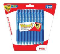 Pentel WOW! Retractable Ballpoint Pens Medium Line Blue Ink 18-Pack (BK440BP18C)