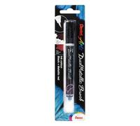 Pentel XGFH-DAX Dual Metallic Brush - Rotulador pincel relleno de tinta líquida negro/rojo metalizado, 1 unidad en blister