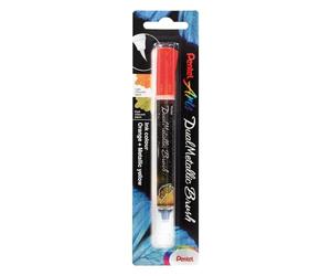 Pentel XGFH-DFX - Rotulador de punta de pincel metálico doble, color naranja y amarillo metálico