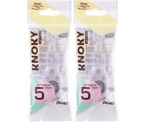 Pentel XZTTR805-WY Knoky - Recarga para cinta correctora, longitud 6 m, ancho 5 mm, 1 unidad (Paquete de 2)