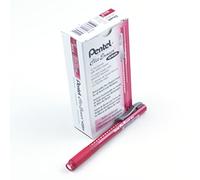 Pentel ZE22B, agarre de goma de borrar Clic, borrador retráctil, barril rojo, caja de 12