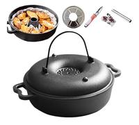 Pentola Calderona Per Cucinare- Utensilio Per La Cucina Resistente Alte Temperature Dotato Di Manico, Casseruola Olandese Per Campeggio In Ghisa Con Coperchio, Per La Grigliatura La