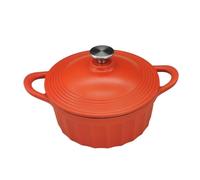 Pentola per zuppa in ghisa smaltata con coperchio, pentola rotonda da Forno per cucinare e cuocere al Forno, doppi manici (Rosso)