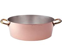 Pentole Agnelli ALCU10420 Cacerola alta, cobre liso estañado a mano, con dos asas de latón, 20 cm